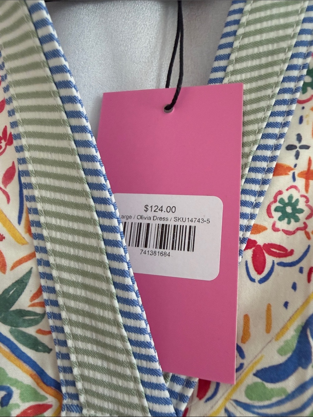 THML Patchwork Floral Tiered Dress in Pink, Blue, Orange - Picture 4 of 4